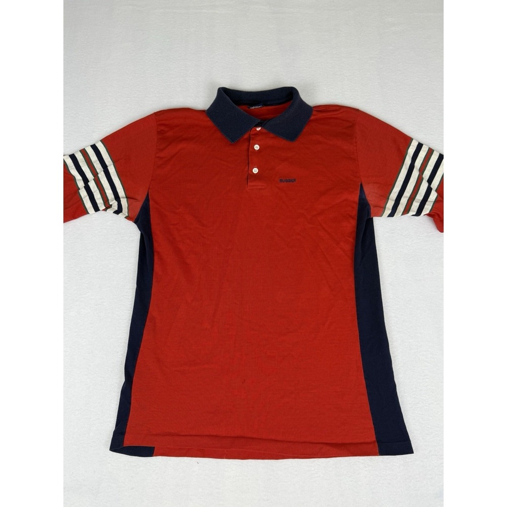 Vintage Gant Rugger 80s Polo Shirt Red White Adult L Cotton Rugby Original